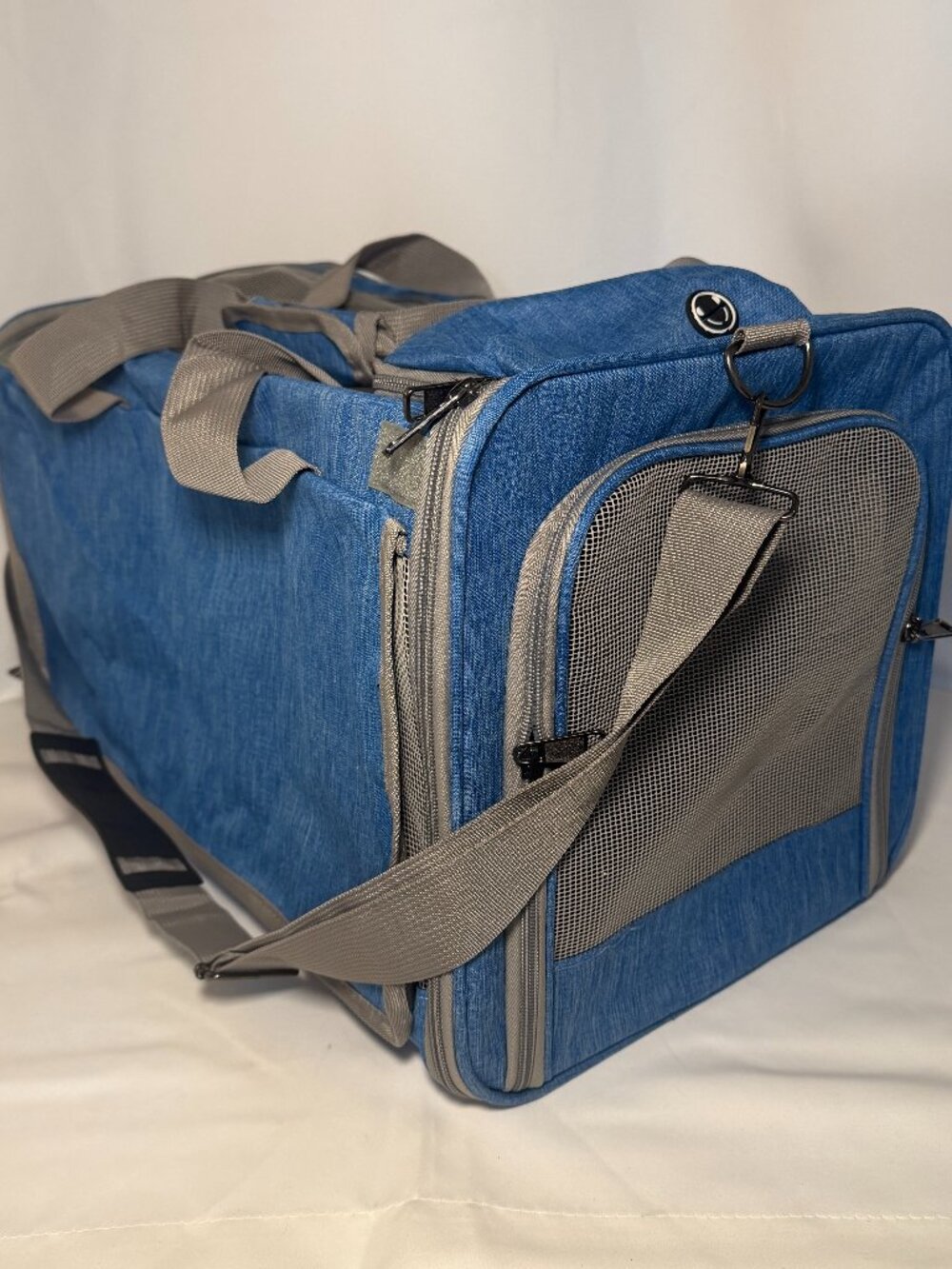 Soft Pet Carrier Tote Bag Blue 18x12x11 Dog Cat Travel Crate Carry Sherpa EUC